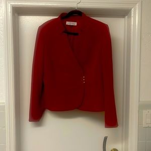 Stunning Mulberry-Red Jacket with gold buttons by Tahari